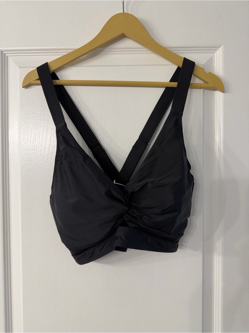 Black Twist-Front Bikini Top with Adjustable Straps
